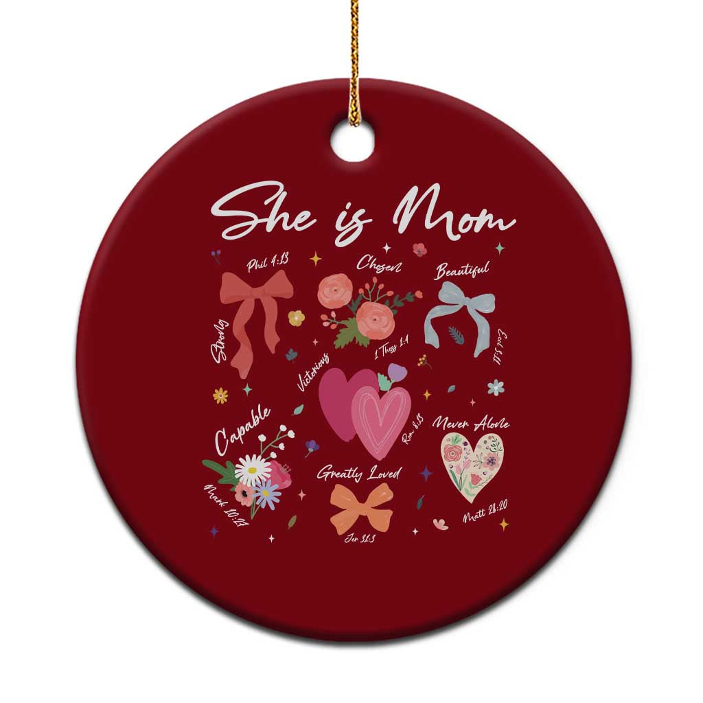 Mama Christian Religious Ceramic Ornament She Is Mom Mother's Day Jesus Flowers Bow - Wonder Print Shop