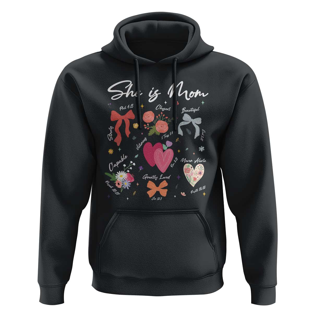 Mama Christian Religious Hoodie She Is Mom Mother's Day Jesus Flowers Bow