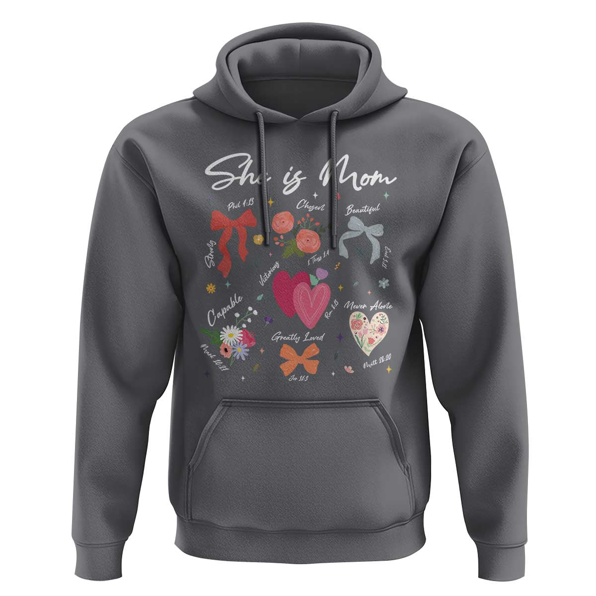 Mama Christian Religious Hoodie She Is Mom Mother's Day Jesus Flowers Bow