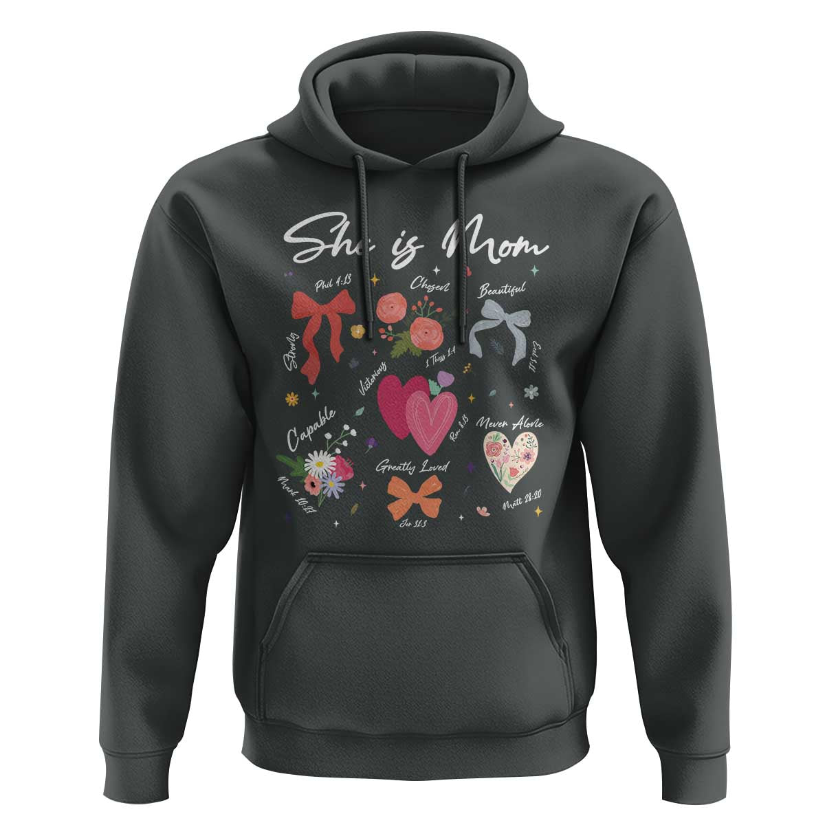Mama Christian Religious Hoodie She Is Mom Mother's Day Jesus Flowers Bow