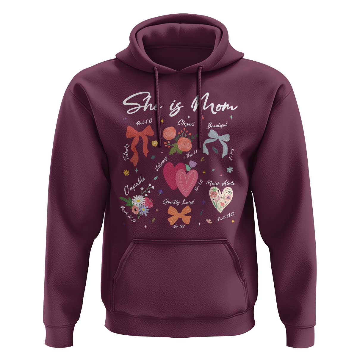 Mama Christian Religious Hoodie She Is Mom Mother's Day Jesus Flowers Bow