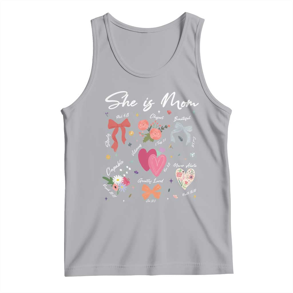 Mama Christian Religious Tank Top She Is Mom Mother's Day Jesus Flowers Bow