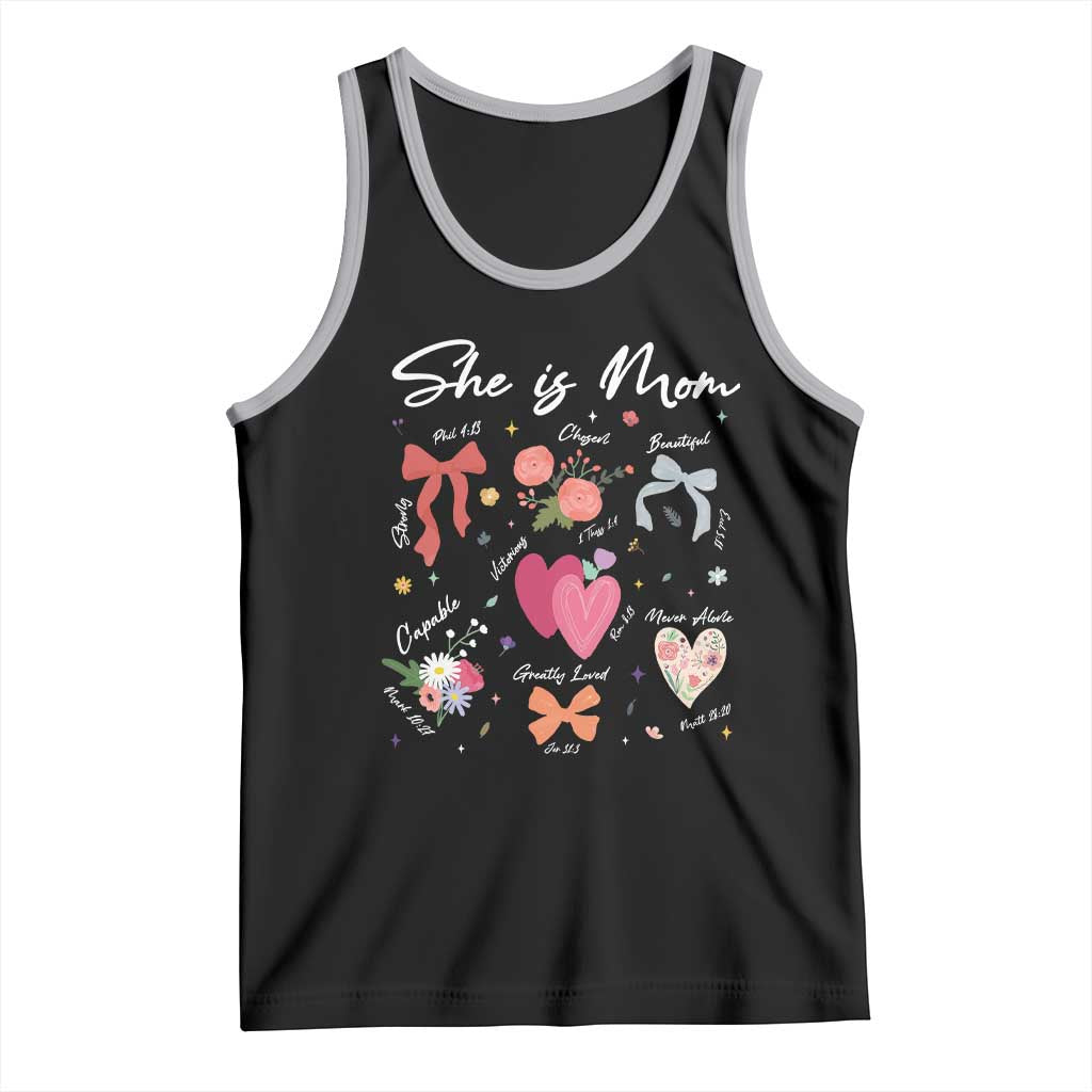 Mama Christian Religious Tank Top She Is Mom Mother's Day Jesus Flowers Bow