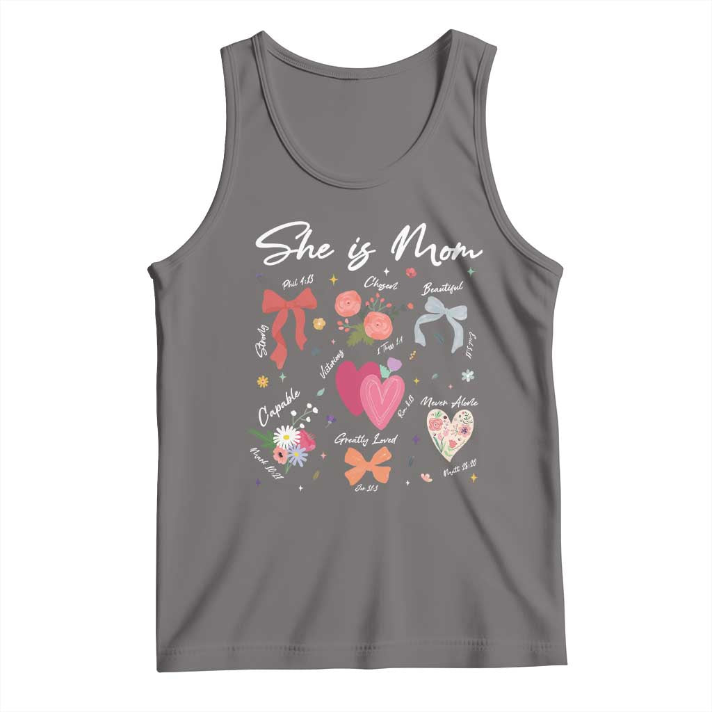 Mama Christian Religious Tank Top She Is Mom Mother's Day Jesus Flowers Bow