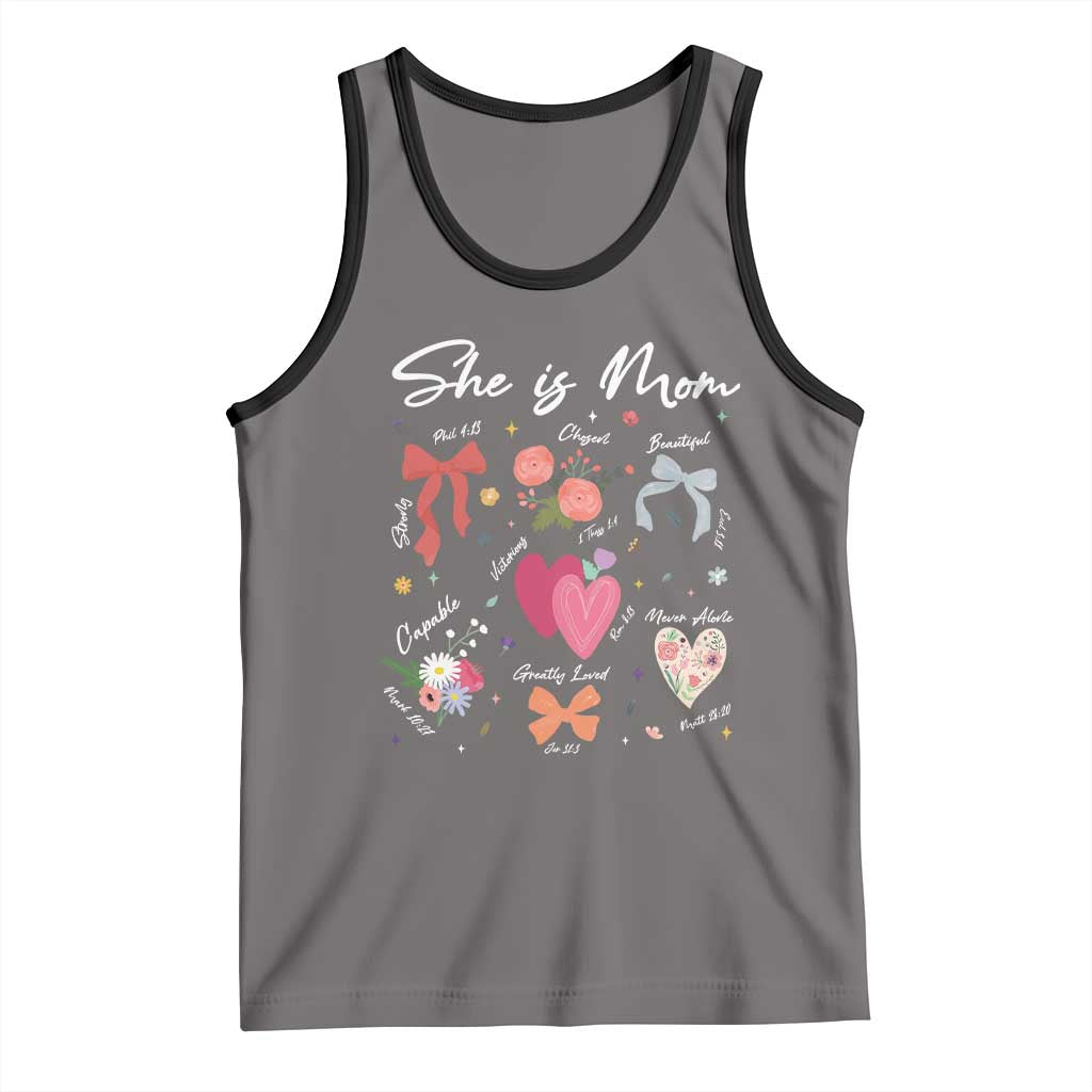Mama Christian Religious Tank Top She Is Mom Mother's Day Jesus Flowers Bow