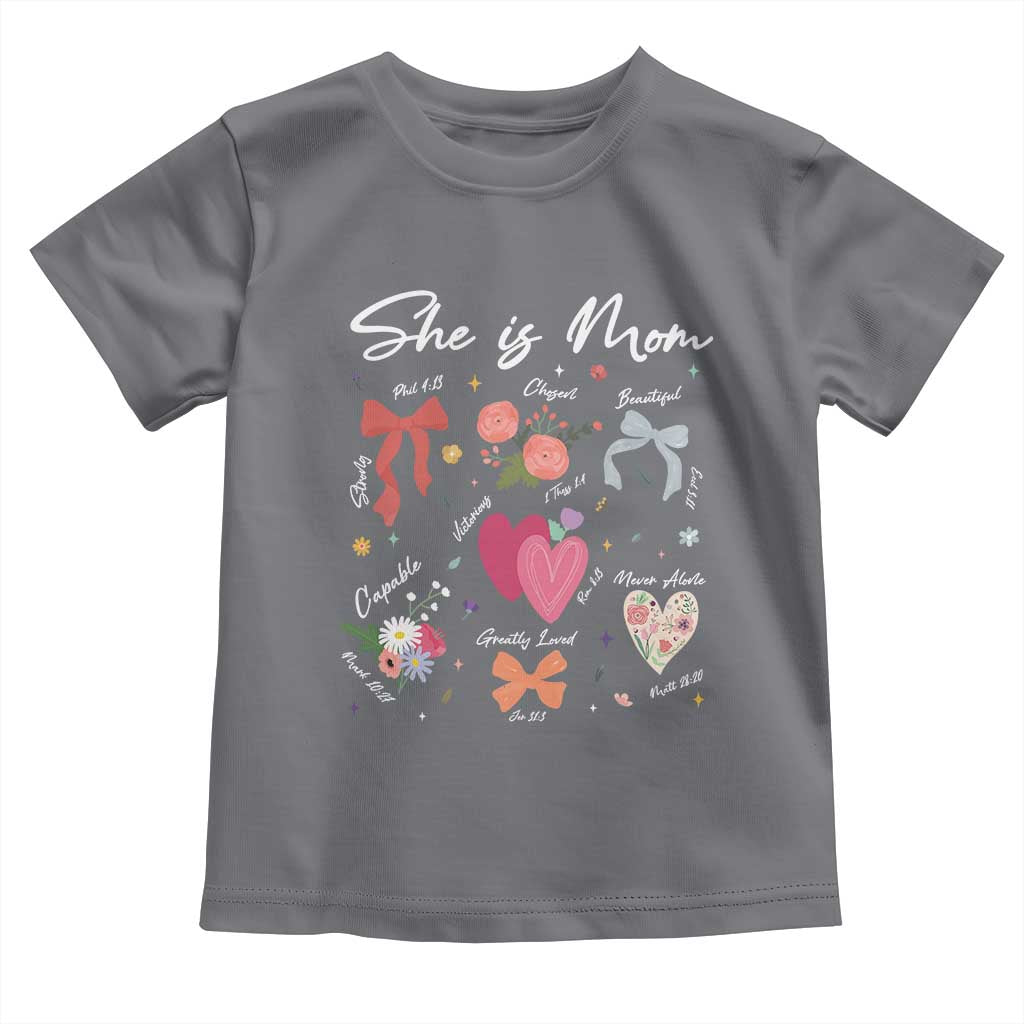 Mama Christian Religious Toddler T Shirt She Is Mom Mother's Day Jesus Flowers Bow