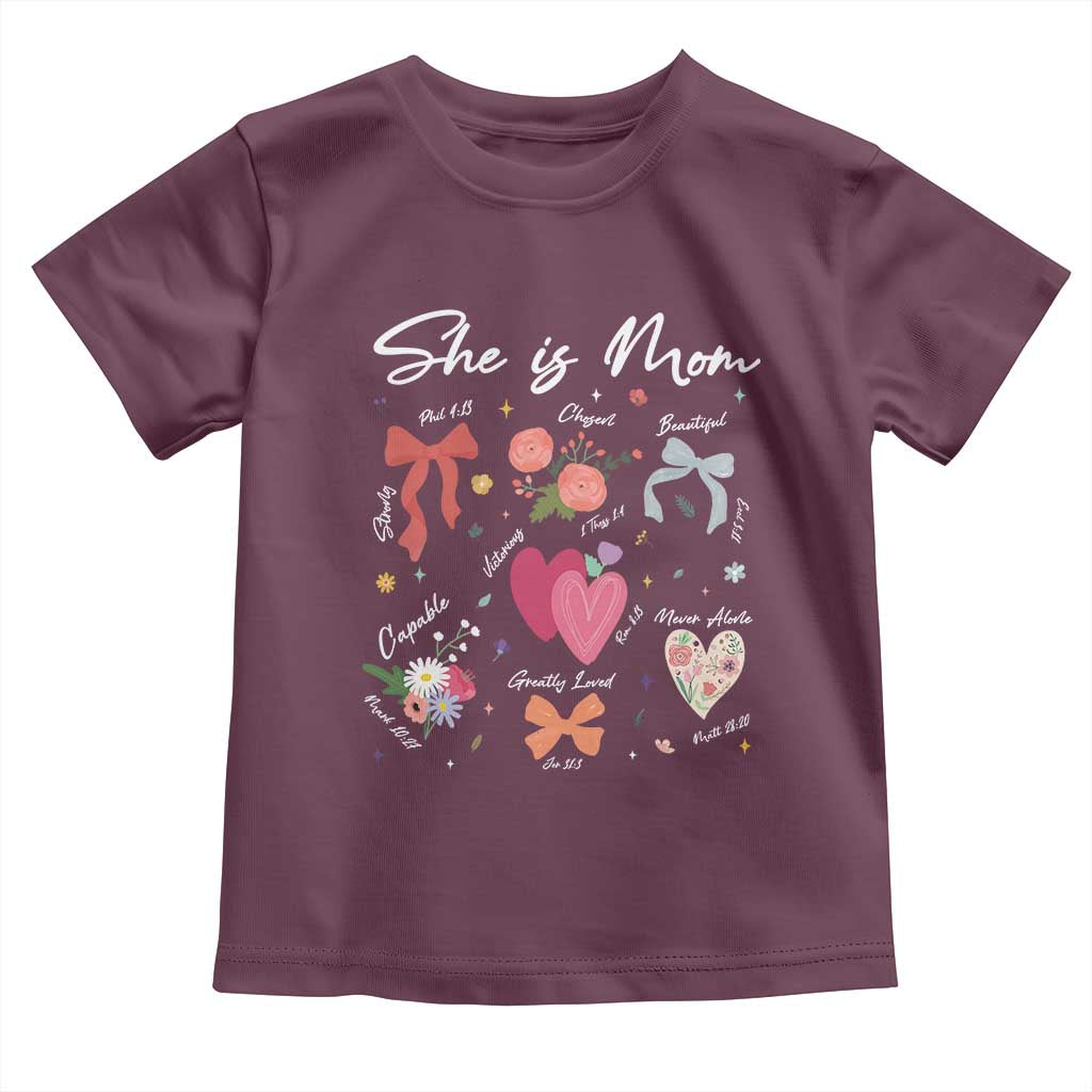 Mama Christian Religious Toddler T Shirt She Is Mom Mother's Day Jesus Flowers Bow