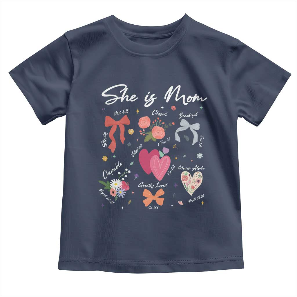 Mama Christian Religious Toddler T Shirt She Is Mom Mother's Day Jesus Flowers Bow
