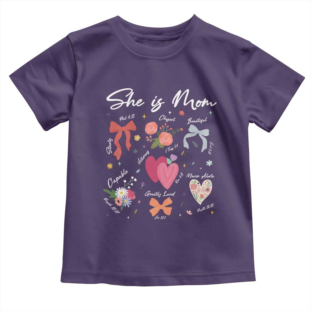 Mama Christian Religious Toddler T Shirt She Is Mom Mother's Day Jesus Flowers Bow