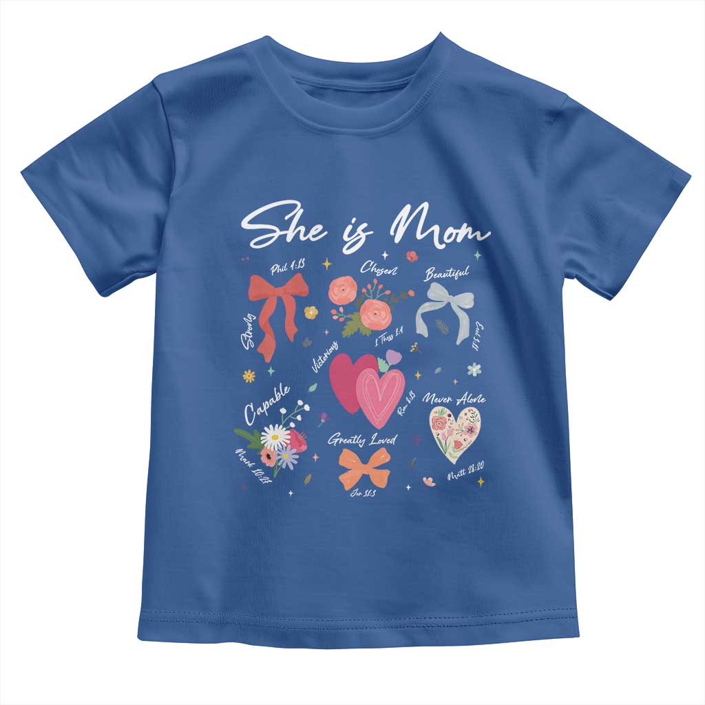 Mama Christian Religious Toddler T Shirt She Is Mom Mother's Day Jesus Flowers Bow