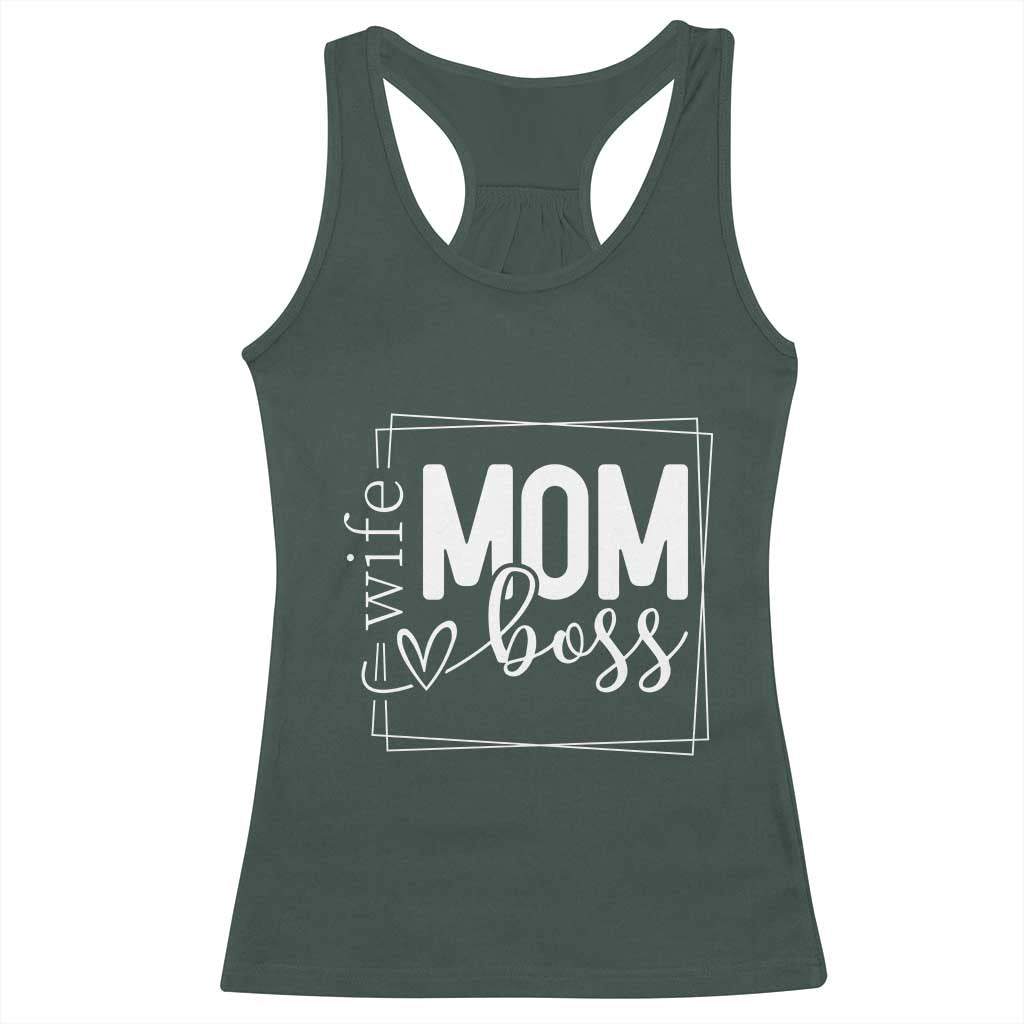 Funny Wife Mom Boss Racerback Tank Top Motherhood Mother's Day