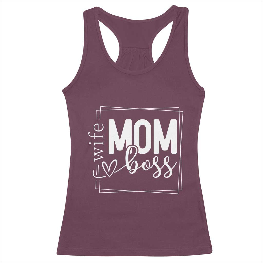 Funny Wife Mom Boss Racerback Tank Top Motherhood Mother's Day