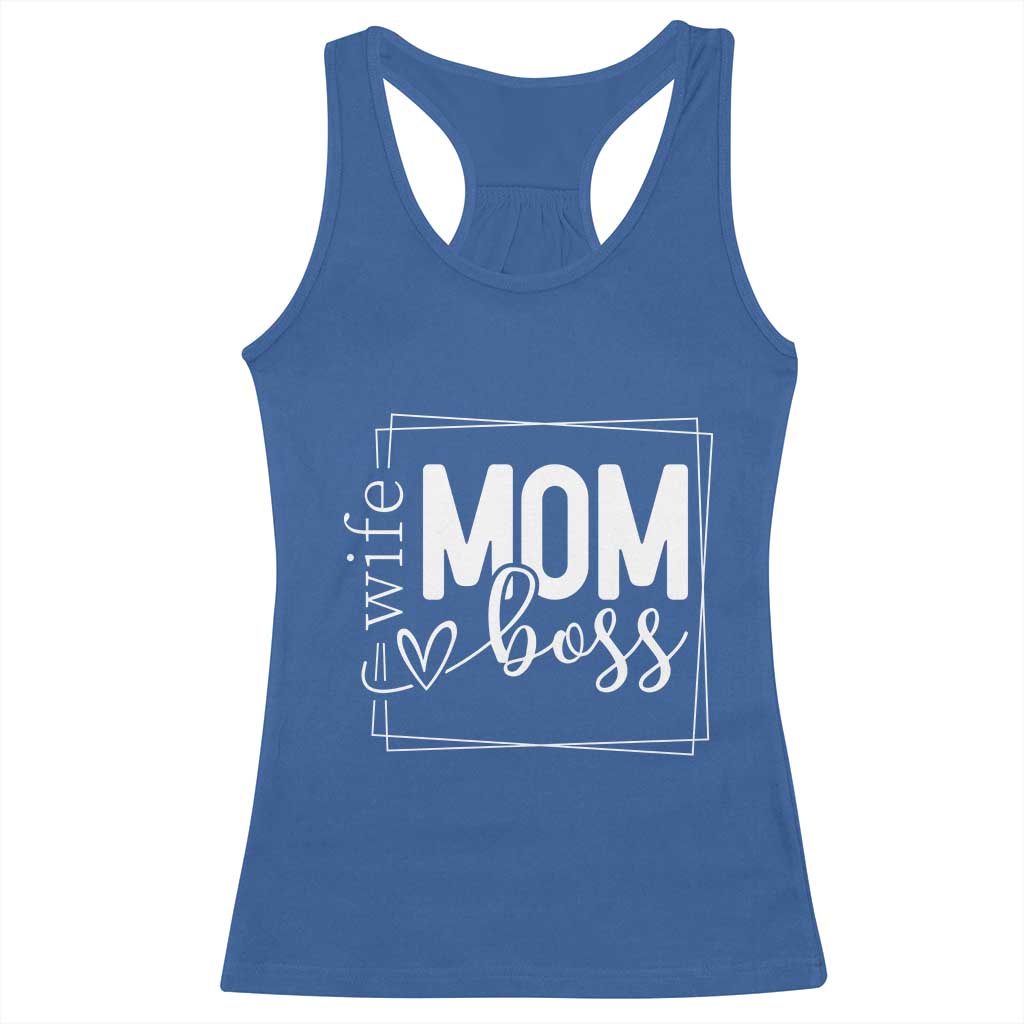 Funny Wife Mom Boss Racerback Tank Top Motherhood Mother's Day