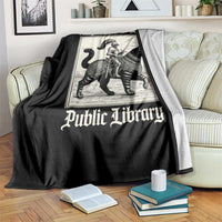 Defend Your Local Public Library Throw Blanket Knight Cat for Fantasy Book Lovers