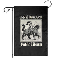Defend Your Local Public Library Garden Flag Knight Cat for Fantasy Book Lovers