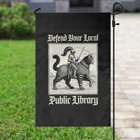 Defend Your Local Public Library Garden Flag Knight Cat for Fantasy Book Lovers