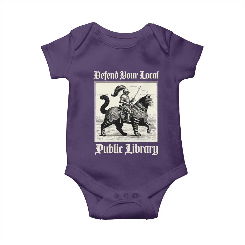 Defend Your Local Public Library Baby Onesie Knight Cat for Fantasy Book Lovers