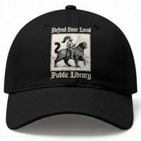 Defend Your Local Public Library Baseball Cap Knight Cat for Fantasy Book Lovers