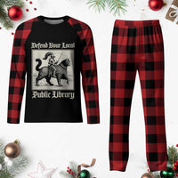 Defend Your Local Public Library Plaid Pajama Set Knight Cat for Fantasy Book Lovers