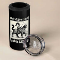 Defend Your Local Public Library 4 in 1 Can Cooler Tumbler Knight Cat for Fantasy Book Lovers