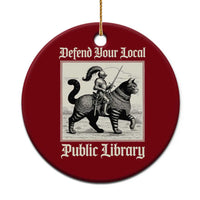 Defend Your Local Public Library Ceramic Ornament Knight Cat for Fantasy Book Lovers