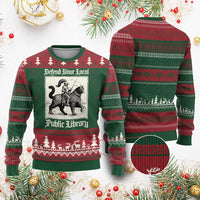 Defend Your Local Public Library Ugly Christmas Sweater Knight Cat for Fantasy Book Lovers