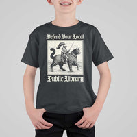 Defend Your Local Public Library T Shirt For Kid Knight Cat for Fantasy Book Lovers