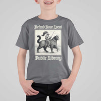 Defend Your Local Public Library T Shirt For Kid Knight Cat for Fantasy Book Lovers