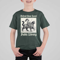 Defend Your Local Public Library T Shirt For Kid Knight Cat for Fantasy Book Lovers