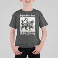 Defend Your Local Public Library T Shirt For Kid Knight Cat for Fantasy Book Lovers