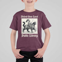 Defend Your Local Public Library T Shirt For Kid Knight Cat for Fantasy Book Lovers