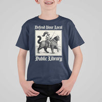 Defend Your Local Public Library T Shirt For Kid Knight Cat for Fantasy Book Lovers