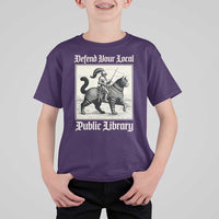 Defend Your Local Public Library T Shirt For Kid Knight Cat for Fantasy Book Lovers