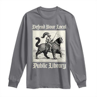 Defend Your Local Public Library Long Sleeve Shirt Knight Cat for Fantasy Book Lovers