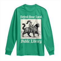 Defend Your Local Public Library Long Sleeve Shirt Knight Cat for Fantasy Book Lovers