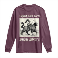 Defend Your Local Public Library Long Sleeve Shirt Knight Cat for Fantasy Book Lovers
