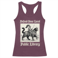 Defend Your Local Public Library Racerback Tank Top Knight Cat for Fantasy Book Lovers