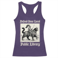 Defend Your Local Public Library Racerback Tank Top Knight Cat for Fantasy Book Lovers