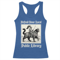 Defend Your Local Public Library Racerback Tank Top Knight Cat for Fantasy Book Lovers