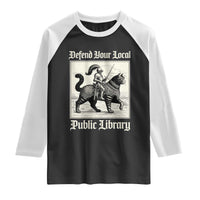 Defend Your Local Public Library Raglan Shirt Knight Cat for Fantasy Book Lovers