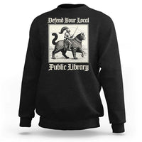 Defend Your Local Public Library Sweatshirt Knight Cat for Fantasy Book Lovers