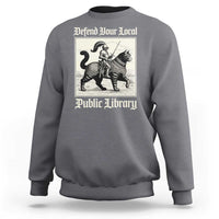 Defend Your Local Public Library Sweatshirt Knight Cat for Fantasy Book Lovers