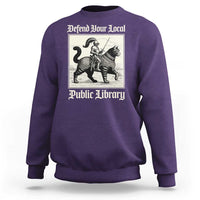 Defend Your Local Public Library Sweatshirt Knight Cat for Fantasy Book Lovers