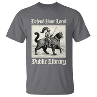 Defend Your Local Public Library T Shirt Knight Cat for Fantasy Book Lovers