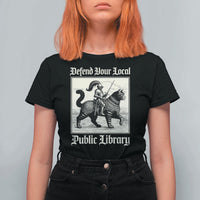 Defend Your Local Public Library T Shirt For Women Knight Cat for Fantasy Book Lovers