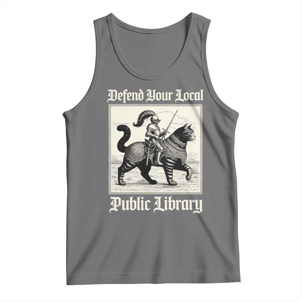 Defend Your Local Public Library Tank Top Knight Cat for Fantasy Book Lovers