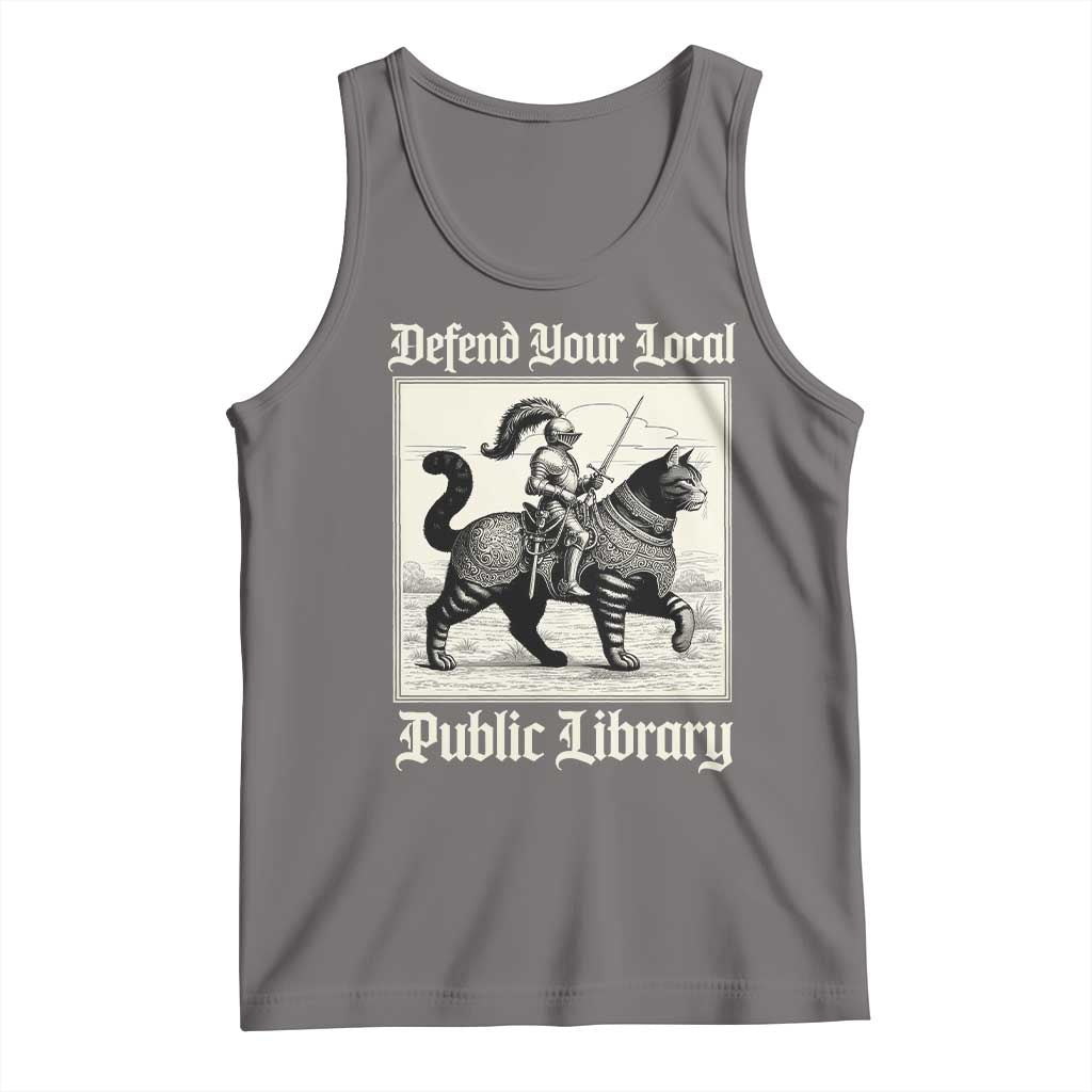 Defend Your Local Public Library Tank Top Knight Cat for Fantasy Book Lovers