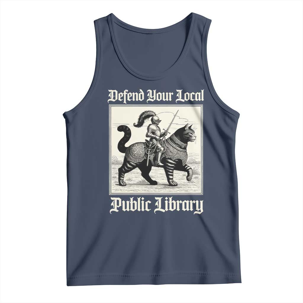 Defend Your Local Public Library Tank Top Knight Cat for Fantasy Book Lovers