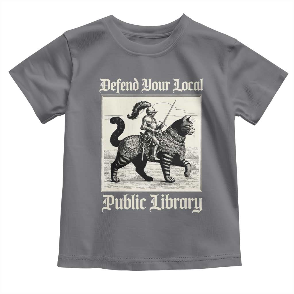 Defend Your Local Public Library Toddler T Shirt Knight Cat for Fantasy Book Lovers