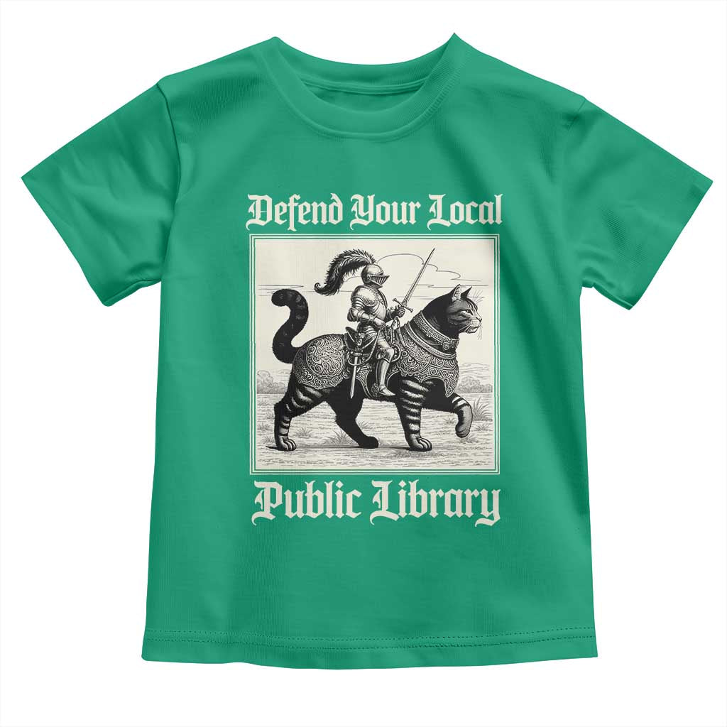 Defend Your Local Public Library Toddler T Shirt Knight Cat for Fantasy Book Lovers